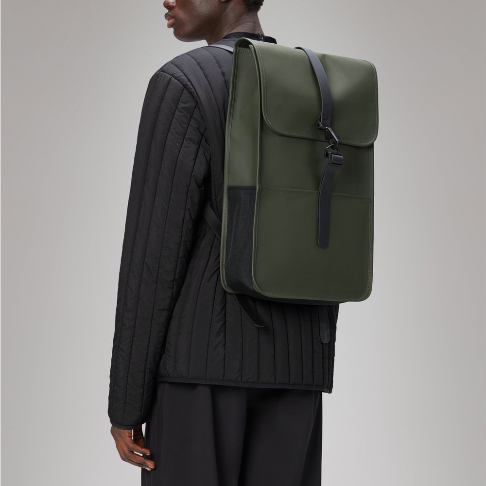 Rains french brand. Stylish Green Unisex Backpack